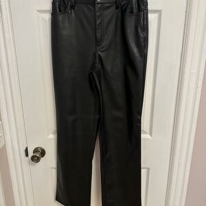 Black Faux Leather Straight Leg Pants